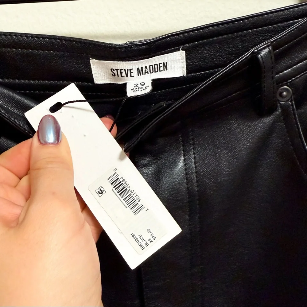 Steve Madden high rise black faux leather pants Aritzia Abercrombie trendy night - Picture 5 of 6